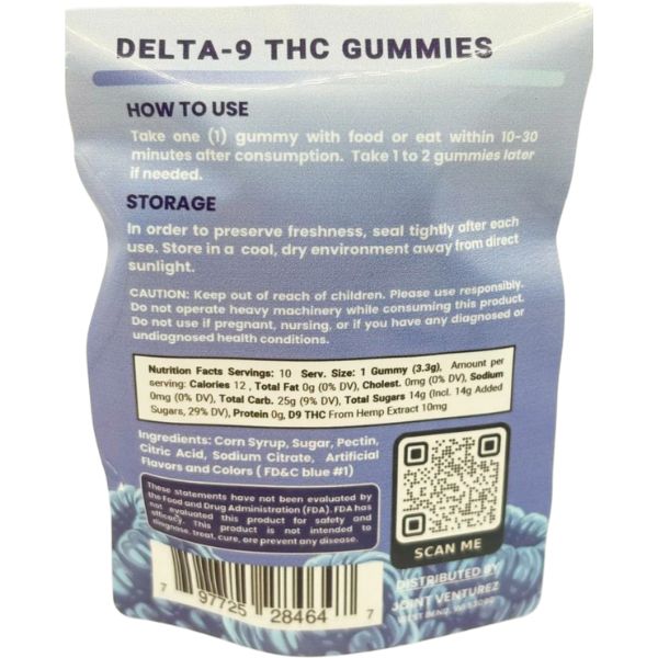10mg D9 blue raspberry gummies