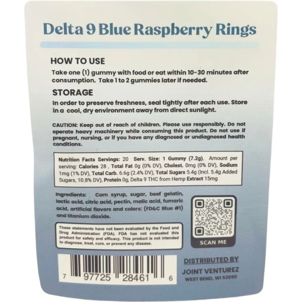 15mg D9 blue raspberry gummies