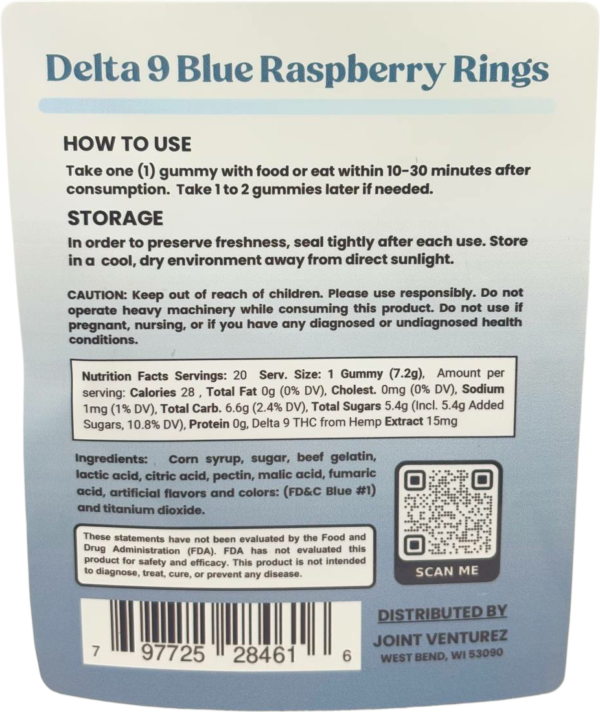 BLUE RASPBERRY 15mg Delta-9 Gummies - 20ct - Image 2